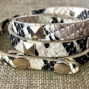 Premier Designs Shelby wrap bracelet.  Snake band with gold studs and snaps.